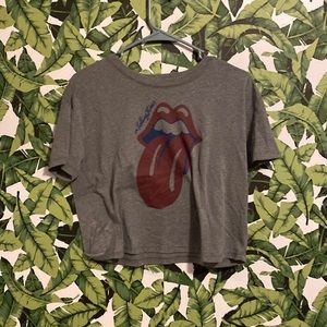 Grey Rolling Stones crop top
